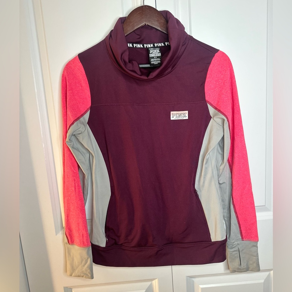 Victoria's Secret Jacket PINK workout top Burgundy Pullover Ultimate VS sweater